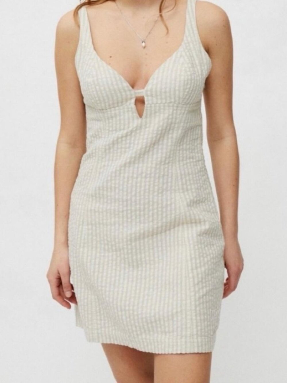 Urban Outfitters Women's Cream and Tan Dress